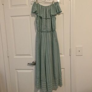 She + sky off the shoulder romper Capri length